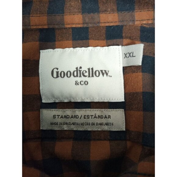 Goodfellow and Co. Men's Brown Navy Plaid Button Down Shirt Size XXL - Picture 5 of 6